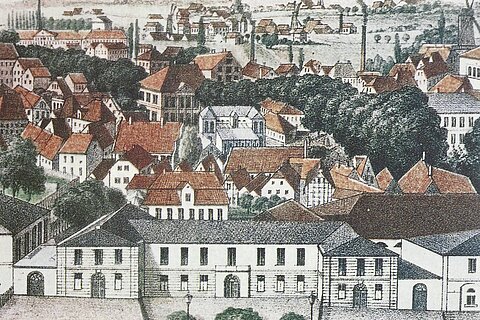 Stadtansicht: Altes Zuchthaus hinter dem Schloss.