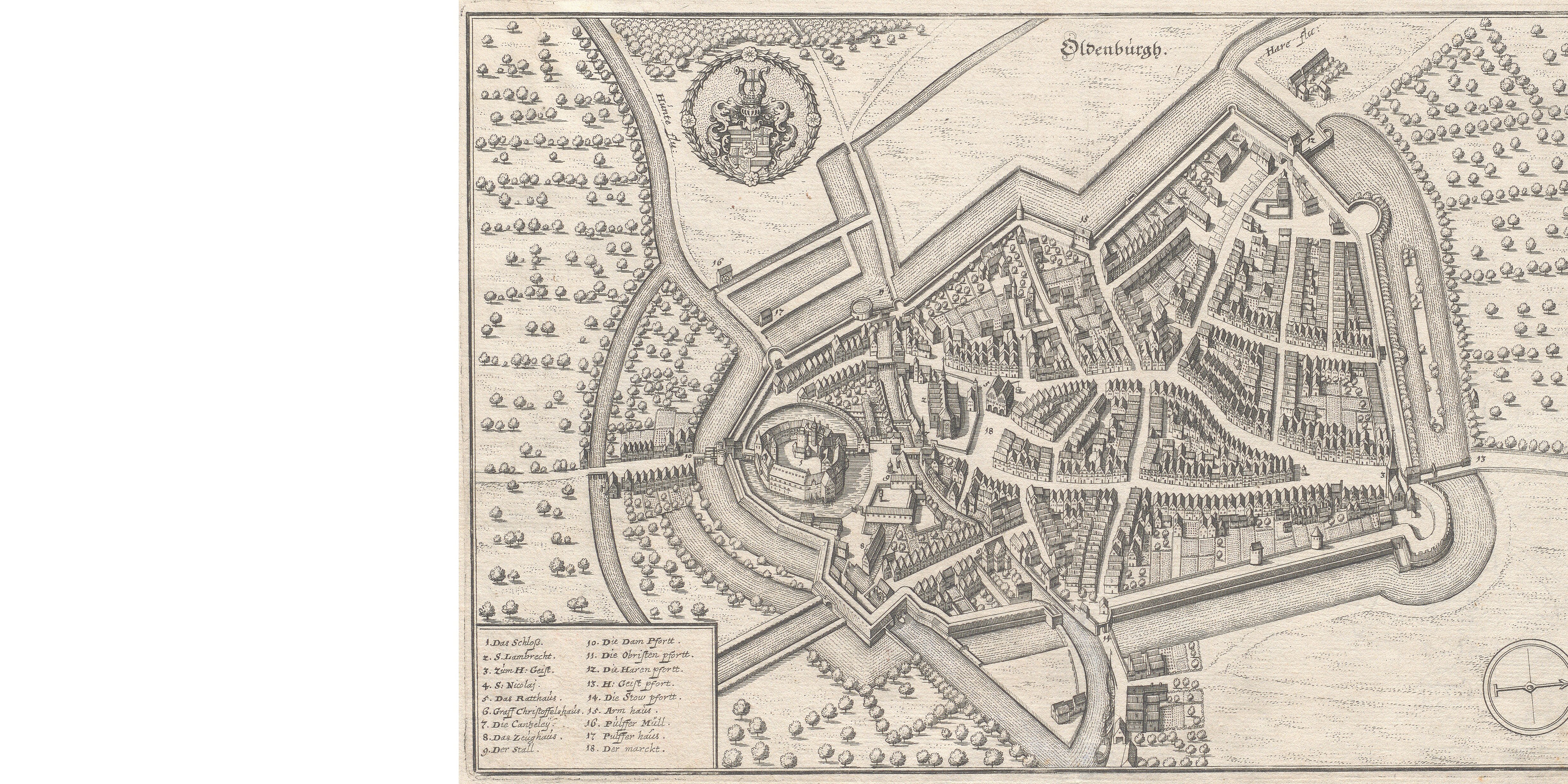 Historische Karte von der Stadt Oldenburg.