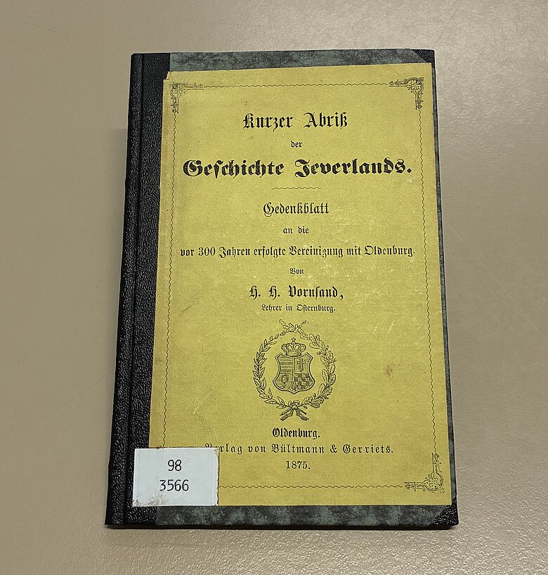 Buchdeckel "Kurzer Abriß der Geschichte Jeverlands"