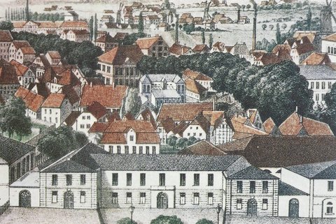 Stadtansicht: Altes Zuchthaus hinter dem Schloss.