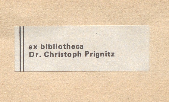 In einigen Bänden findet sich das Exlibris von Christoph Prignitz. Foto: Frauke Proschek.