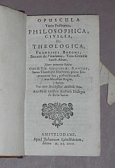 Titelseite von "Opuscula varia posthuma, philosophica, civilia et theologica Francisci Baconi"