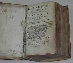 Foto vom Titelblatt von "Montanus, Benedictus Arias: Poemata in quatuor tomos distincta"