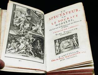 Foto vom Titelblatt von " Le spectateur, ou le Socrate moderne, où l'on voit un portrait naïf des moeurs de ce siècle"