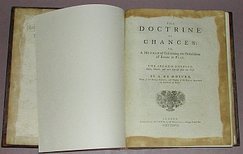 Foto vom Titelblatt von "Moivre, Abraham de: The doctrine of chances"