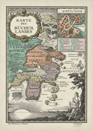 Karte des Bücherlandes 1938 von Alphons Woelfle
