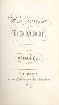 Goethe, West-oestlicher Divan, 1819, Titelblatt