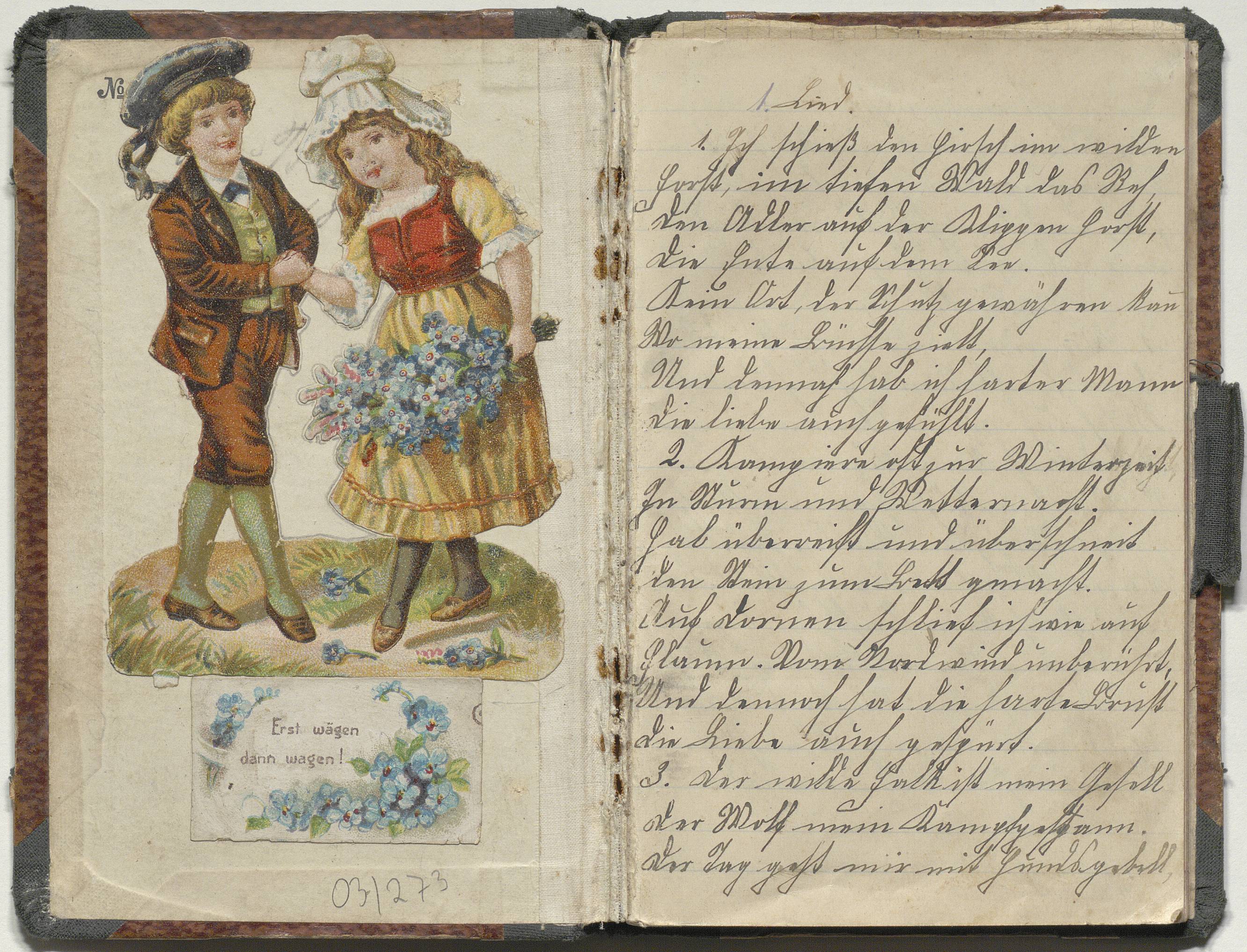 Seite aus einem handschriftlichen Liederhandbuch