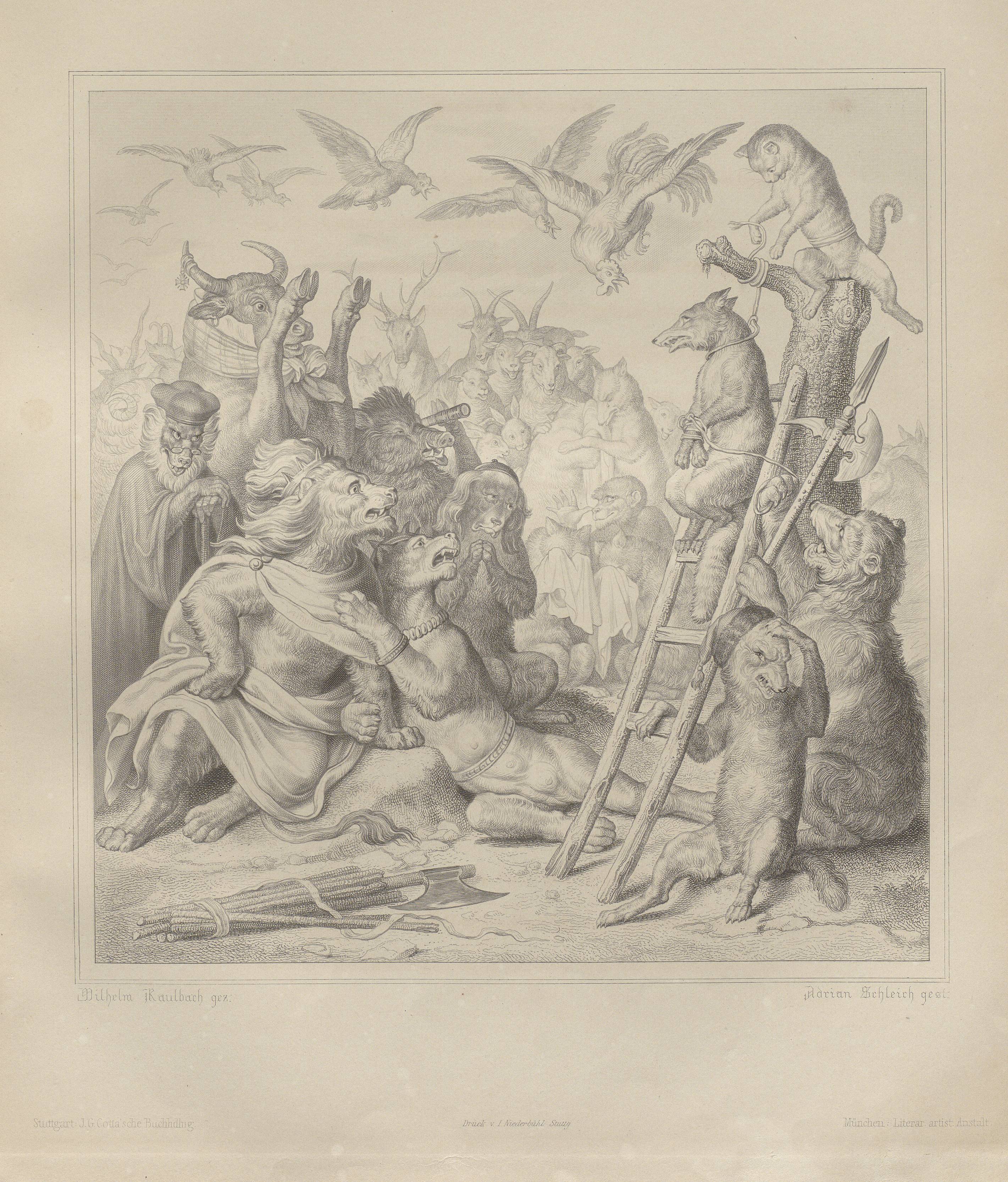 Stich aus „Reineke Fuchs“, 1846